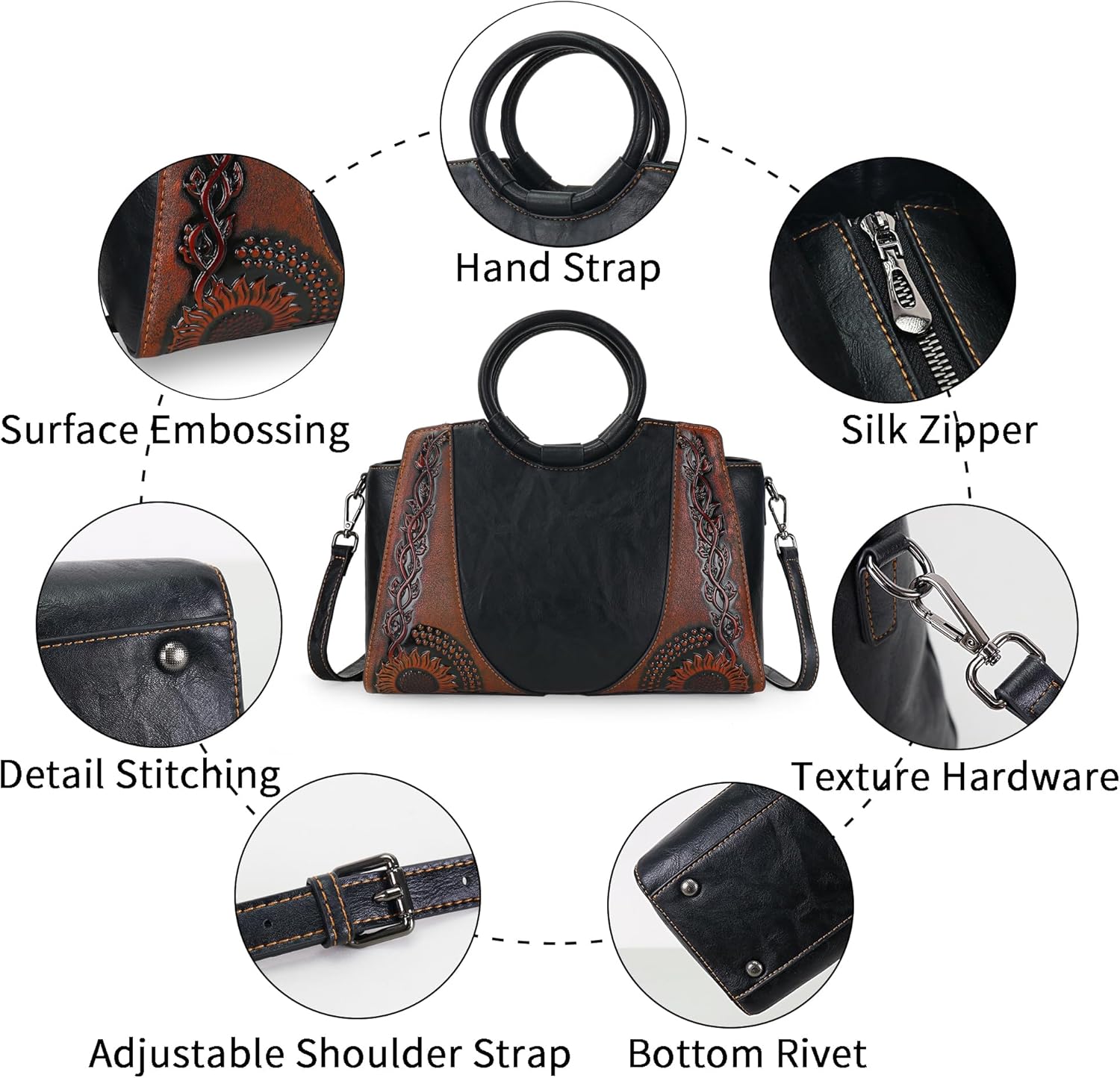 Women Satchel Handbags Crossbody Bag Top Handle Purse ans Hanbags Leather Shoulder Bag Hobo Medium Size Tote - Image 4
