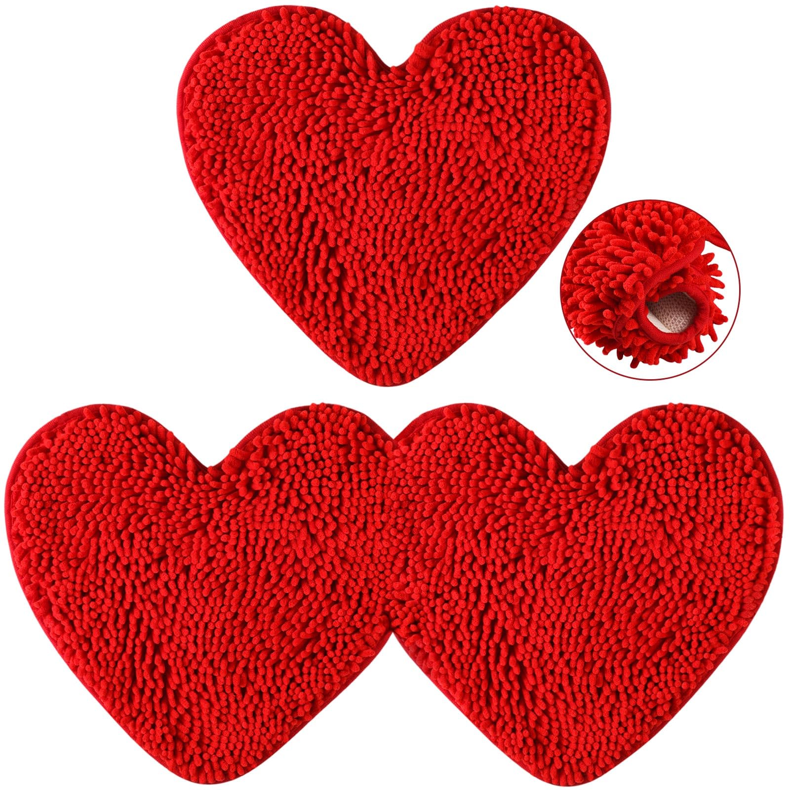 Amazon.com: Tinideya 2 Pcs Valentine's Day Heart Red Bathroom Rugs ...