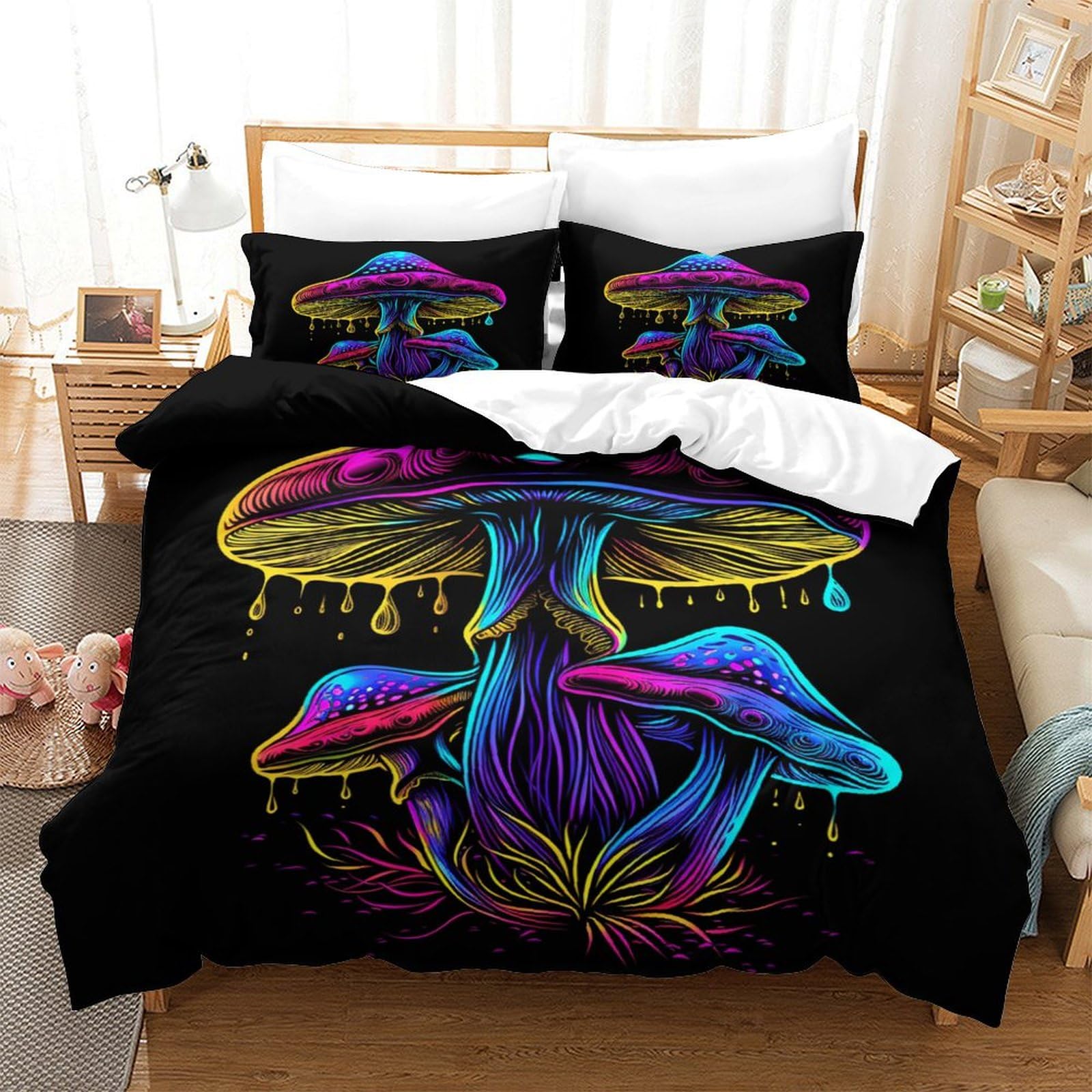 Housse de couette motif champignon pour décorer une chambre d'enfant ou d'adolescent cocooning