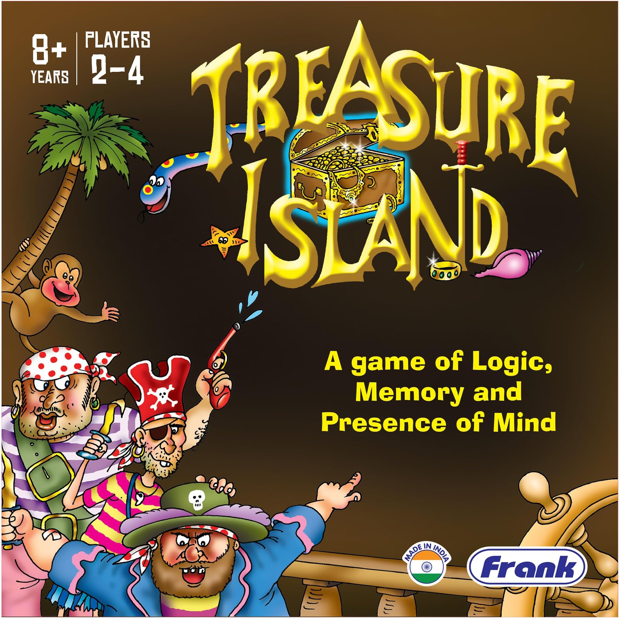 Frank Treasure Island Board Game | Family Games for Kids 5+ Years & Adults | 2 Players Fun & Challenging Brain Booster Logical Game | Interactive Memory Game Gift for 5+ Year Old Boys, Girls & Teens