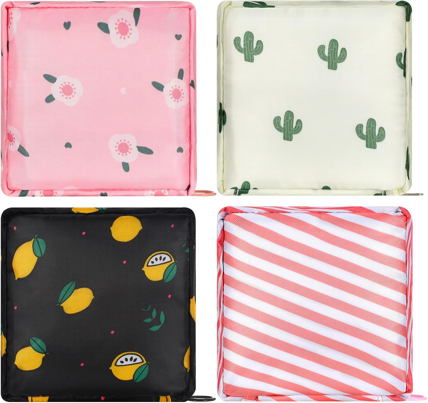 4 Pieces Sanitary Napkin Storage Bag Menstrual Pad Bag Nursing Pad Holder Portable Menstrual Period Sanitary Pouch Zipper Tampons Collect Bags for Teen Girls Women Ladies (Fresh Style)