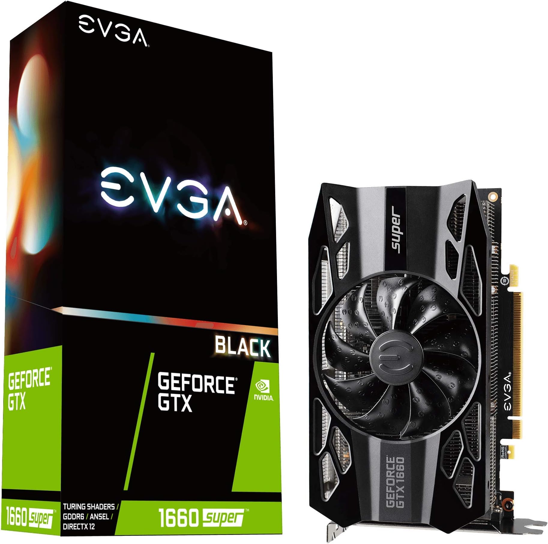 EVGA GeForce GTX 1660 Super Black Gaming, 06G-P4-1061-KR, 6GB GDDR6, Single Fan