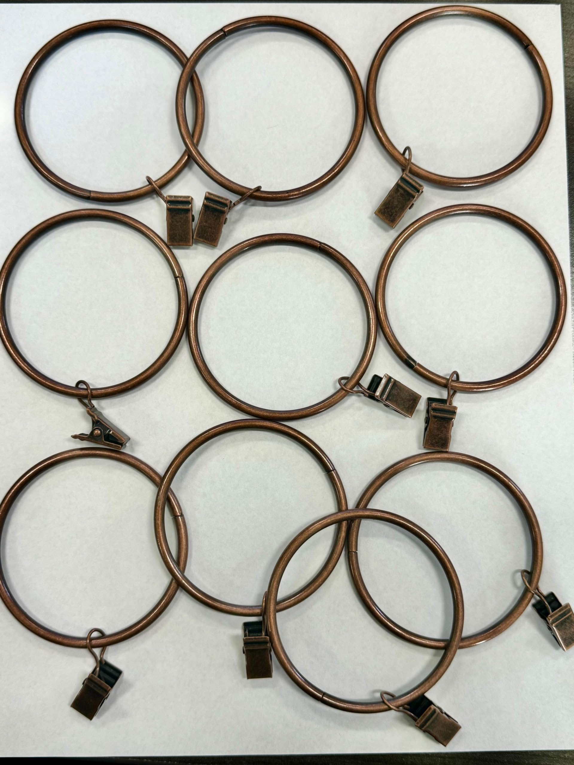 Very Large Curtain Rings With Clips – 10 Pack, 4 Inch Diameter, Oil-Rubbed Bronze Finish (2.5 Inner Diameter) - View #5