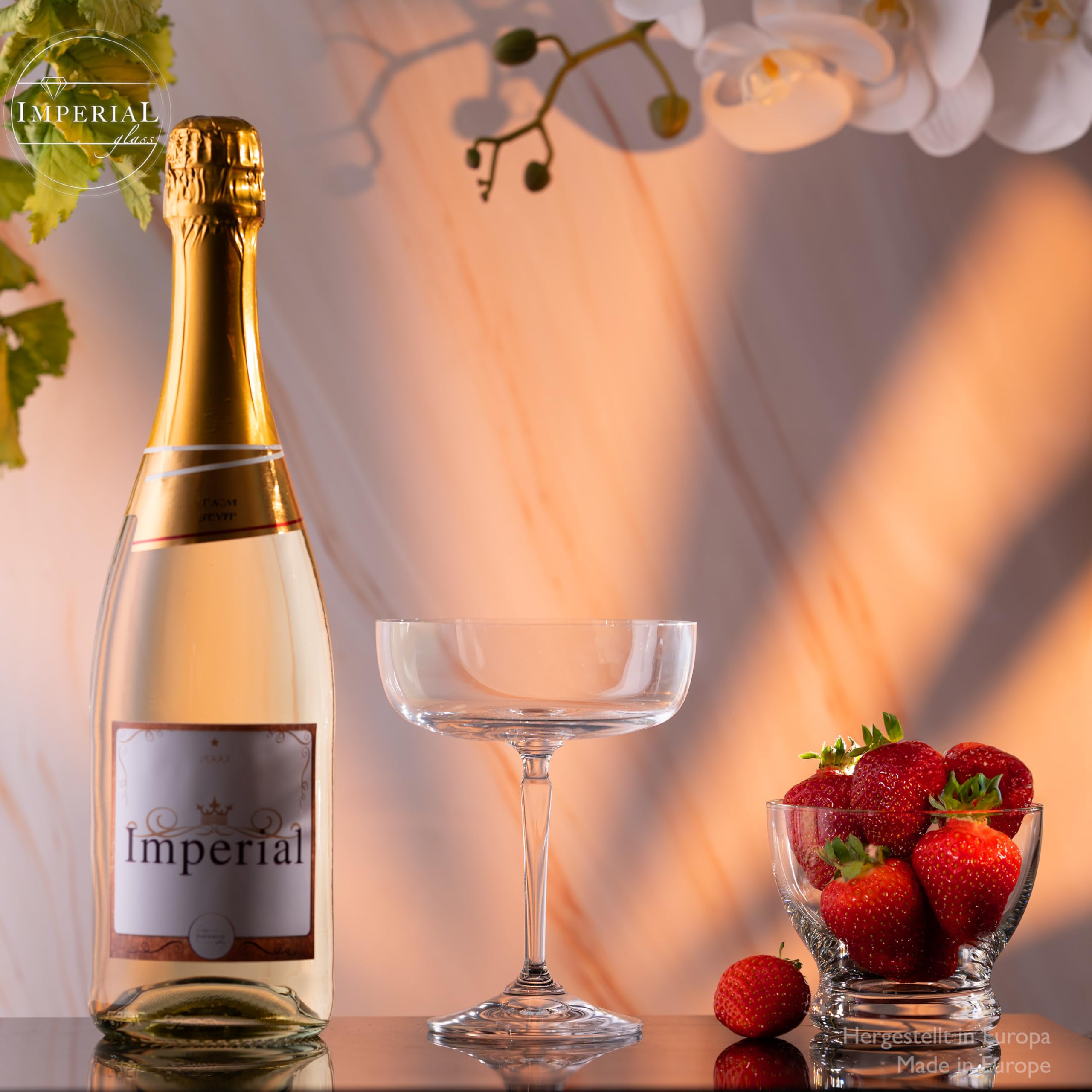 Rio Lot de 6 coupes à champagne carrées en verre Crystalline Passe au lave-vaisselle 260 ml