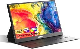 BENFEI Monitor portatile da 15,6 pollici, display da gioco FHD 1080P HDMI USB-C, schermo IPS HDR ultrasottile con cover intelligente e altoparlanti, monitor esterno plug & play per laptop