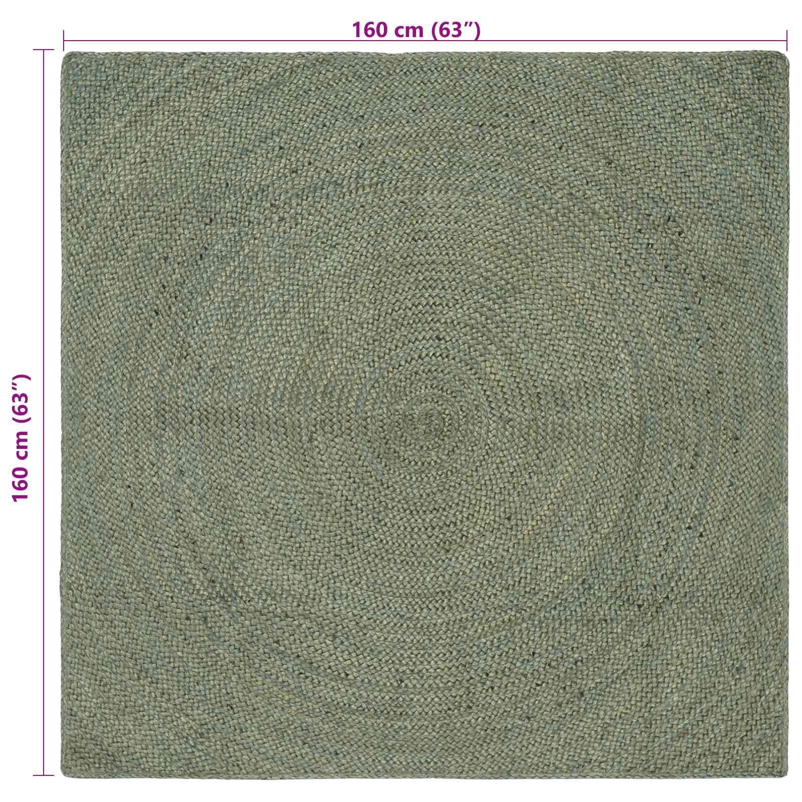 Makastle Tapis Carré Vert Olive 160 x 160 cm en Jute Fait Main pour Intérieur