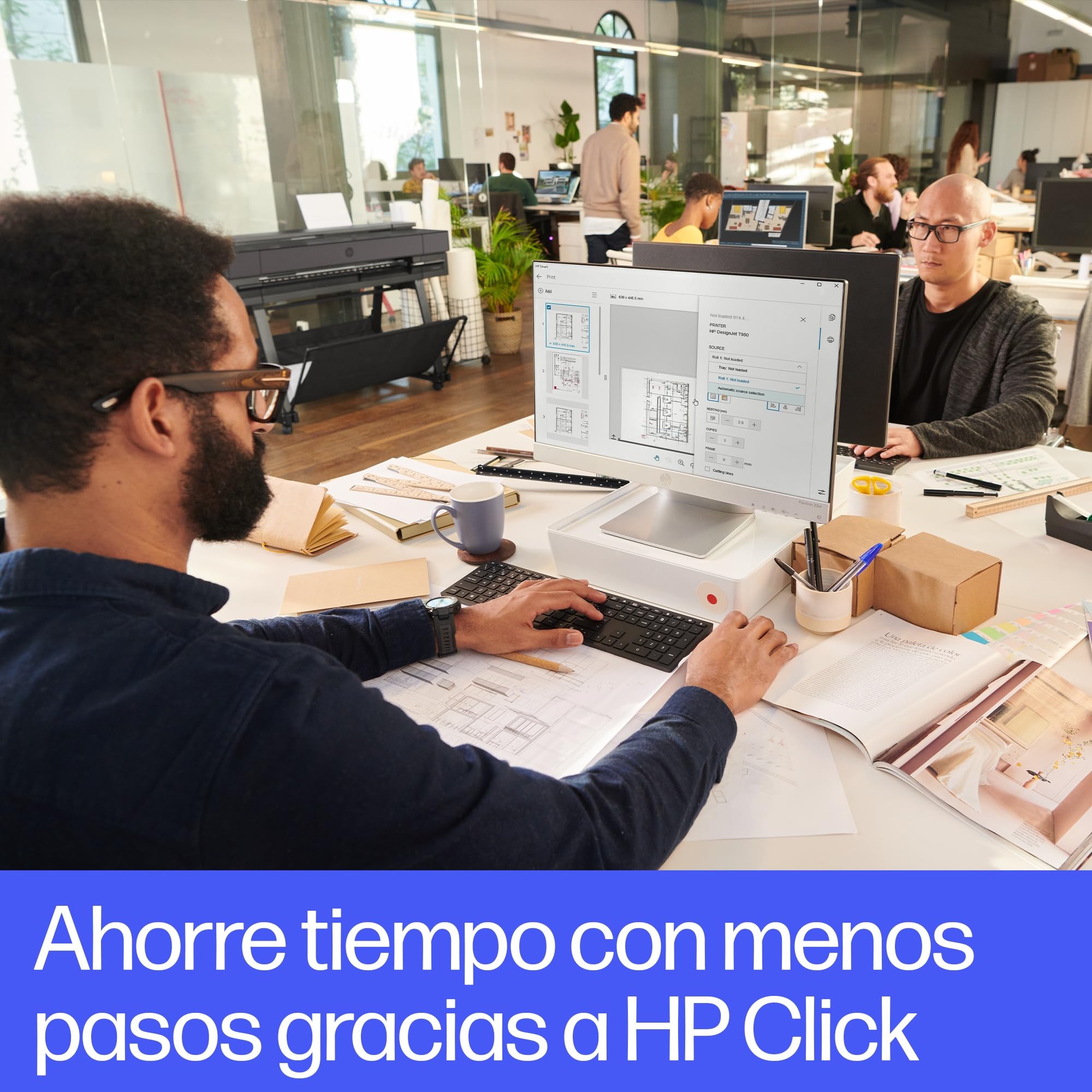 HP DesignJet T850 91 cm (2Y9H0A), Impresora de Gran Formato, Plotter, Estándar A4-A0, 90 Impresiones A1/h, Wi-Fi, Ethernet, USB, 2400x1200 dpi, Tintas Flex Tech, Garantía de 2 Años, Click, Negro