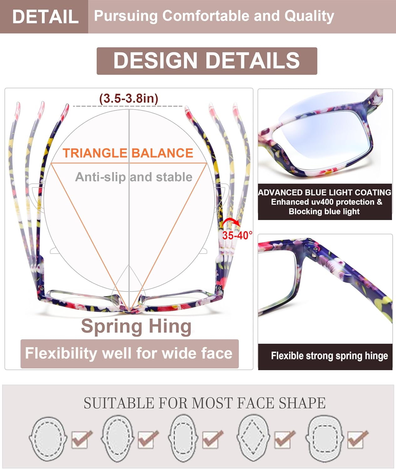 Stylish Reading Glasses for Women, Blue Light Blocking Readers, Ladies Eyeglasses,Cheaters - Image 5