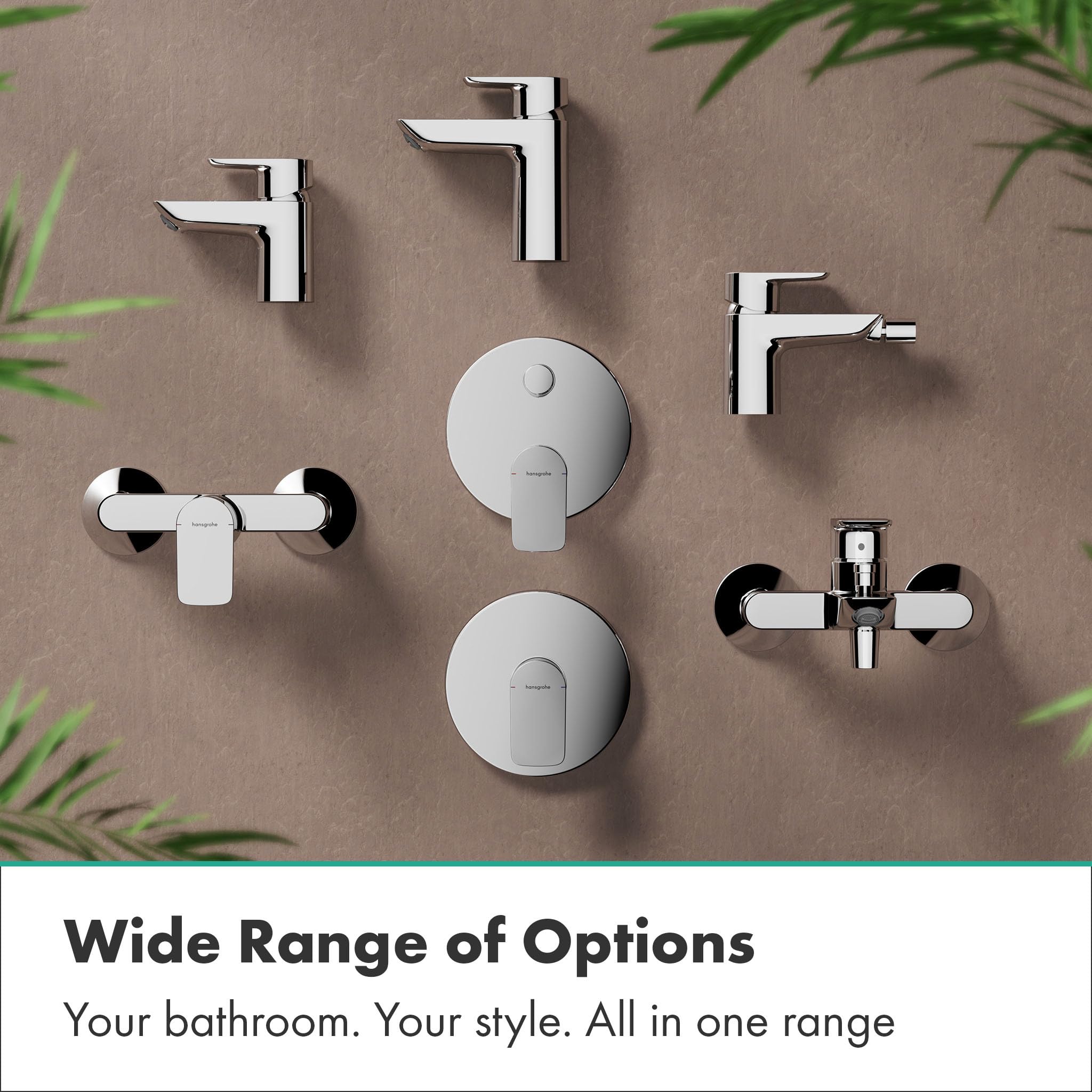 hansgrohe Neovis Q - bateria wannowa natynkowa dla 2 odbiorników, bateria mieszakowa wanna z wylewką długość 15,1 cm, bateria jednouchwytowa, chrom, 71481000