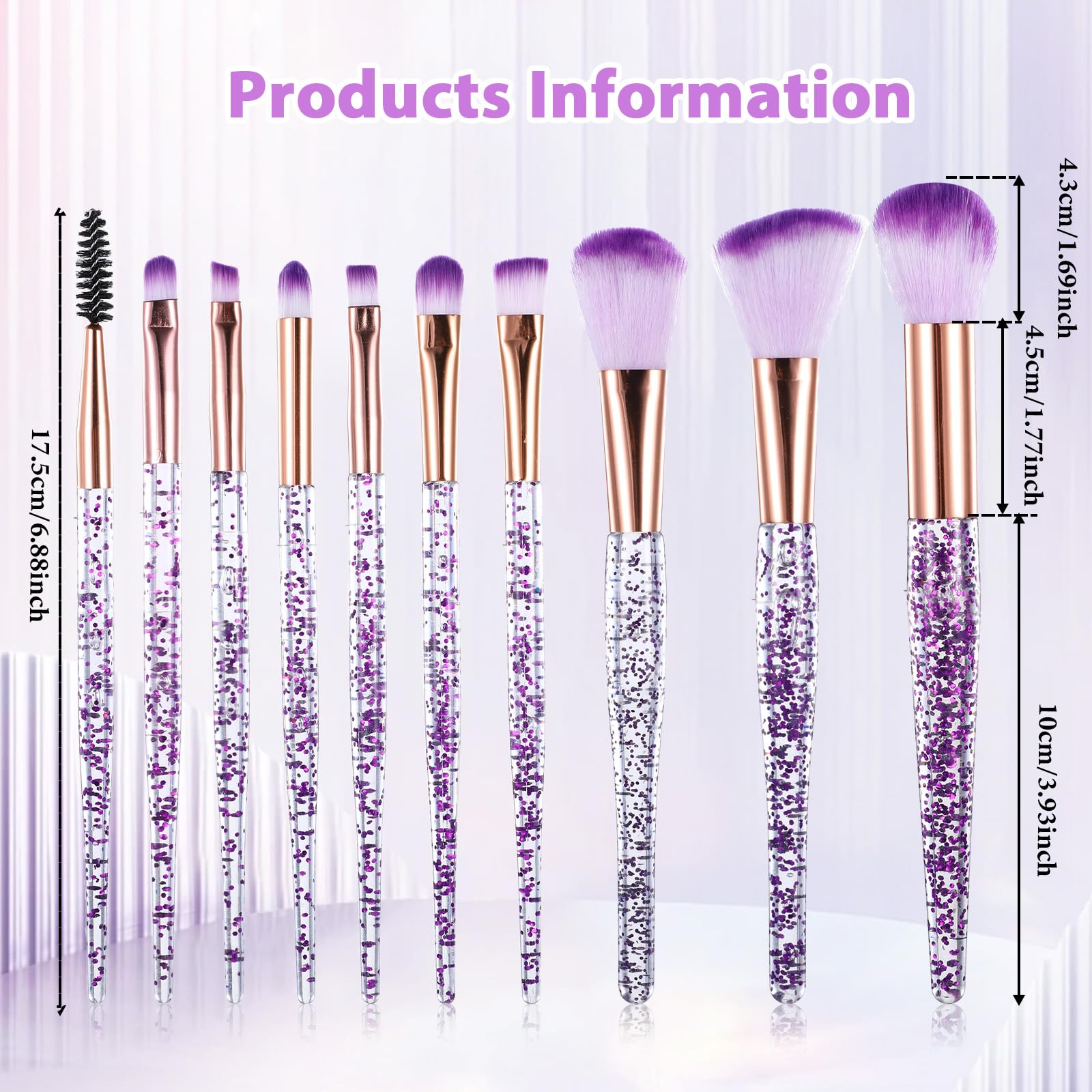 10 PCS Crystal Glitter Makeup Brushes - Image 2
