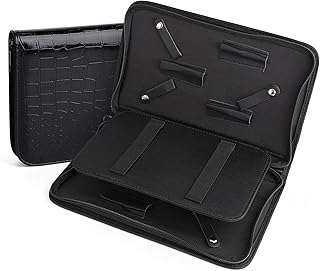 Custodia per forbici da barbiere, Segbeauty Borsa da trasporto in pelle di coccodrillo per parrucchiere con 6 foderi, organizer per utensili da taglio per stilisti da viaggio