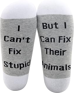 LEVLO Veterinarian Gifts I Can't Fix Stupid But I Can Fix Their Animals Socks Medical Veterinary Practitioner Vet Gift