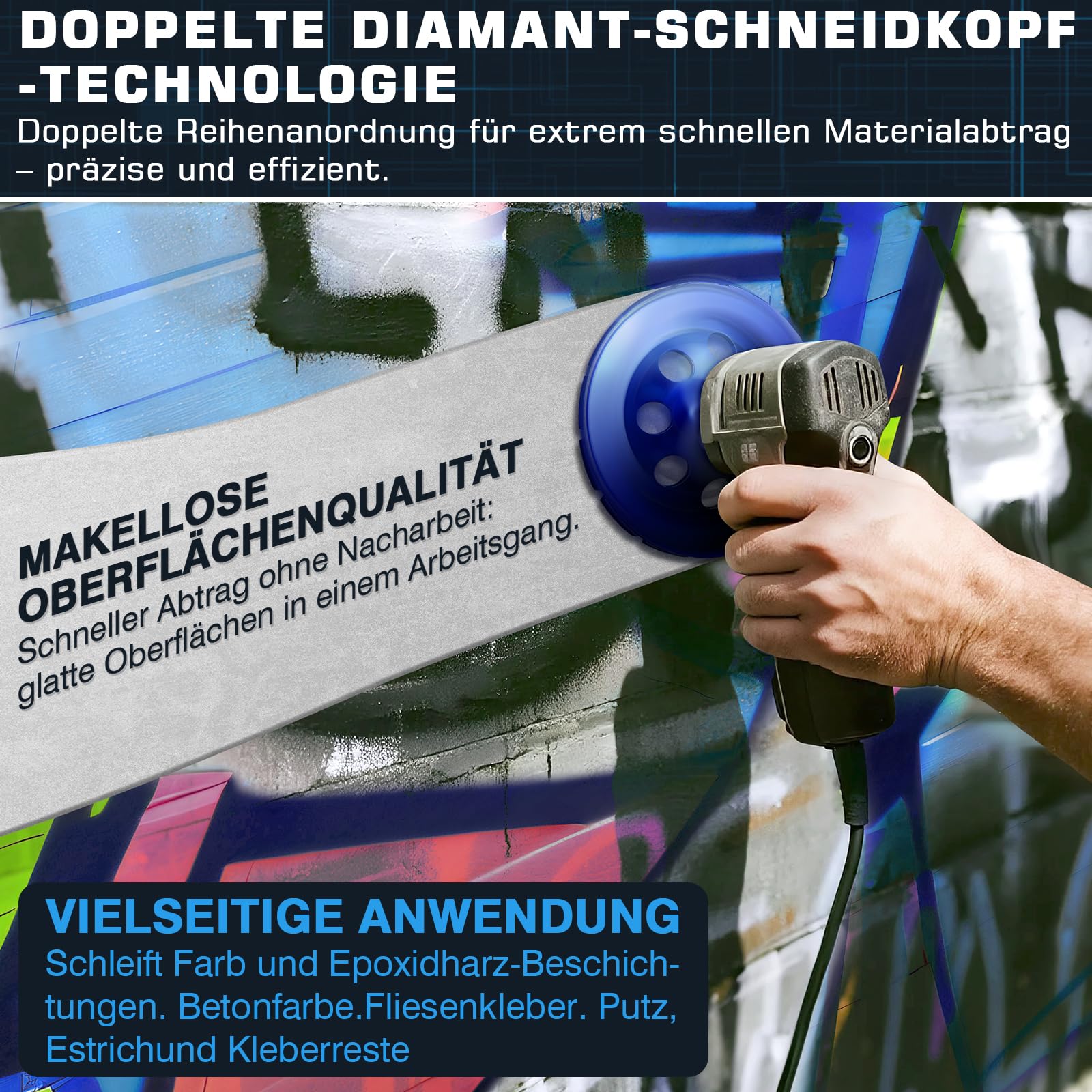 2tlg Diamant Schleiftopf 180mm, Diamant Schleifscheibe für Winkelschleifer & Betonschleifer, Doppelreihig Turbo Schleifteller Topfschleifer zum Beton Stein Naturstein Fliesenkleber Granit Mauerwerk