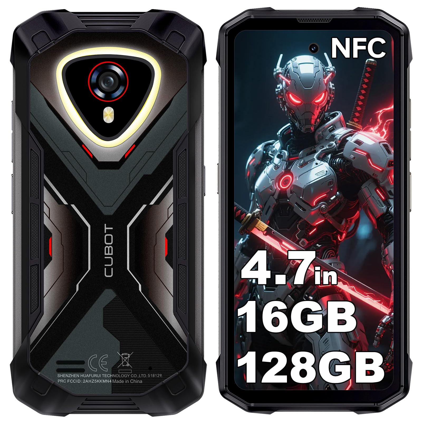 CUBOT Kingkong Mini 4 Rugged Smartphone Android 15, 16GB+128GB/1TB Telefono Indistruttibile, 90Hz 4.7'' Display, Campeggio Luce, 48MP, 4700mAh Celluare Antiurto, 4G Dual SIM/NFC/IP68/Widevine L1