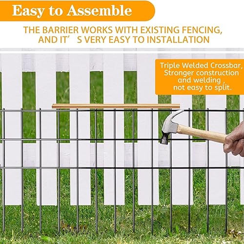 Miniatura 7 de Valla de Barrera de Animales para Jardín 11.4 m(L)×38.1 cm(H), 15 Paneles Valla sin Excavación, Barrera Subterránea para Decks, Valla de Barrera