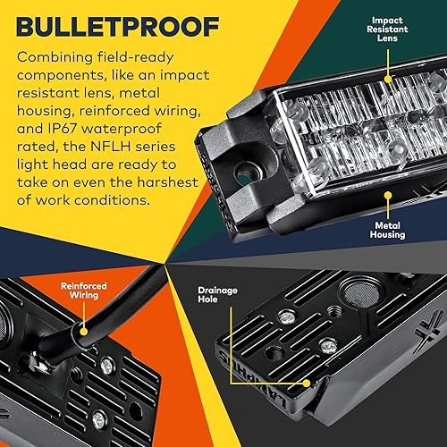 Miniatura 5 de NanoFlare - Cabezal de luz estroboscópica intermitente LED ámbar de 5.25 pulgadas, 6 W, clase SAE 1, 72 modos de flash, multiunidades