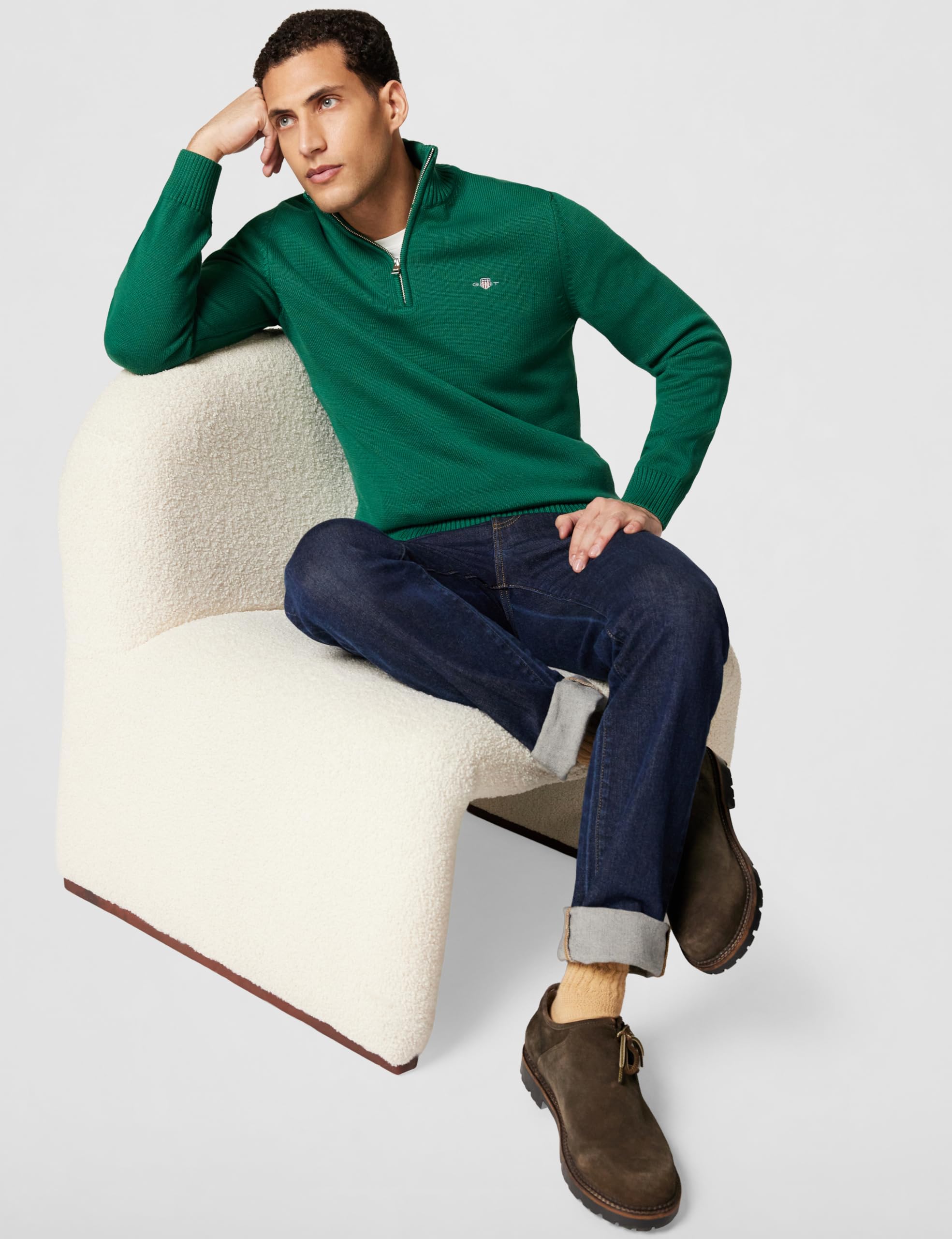 GANT Classic Cotton Halfzip Maglione Uomo (Pacco da 1)