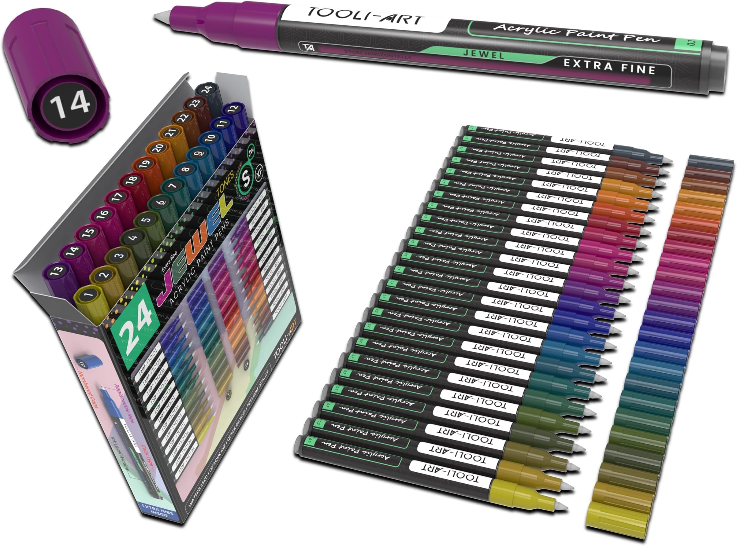 Acrylic Paint Markers Paint Pens Special Colours Set For Rock Painting, Canvas, Fabric, Glass, Mugs, Wood, Ceramics, Plastic, Multi-Surface. Non Toxic, Water-based (JEWEL XF)