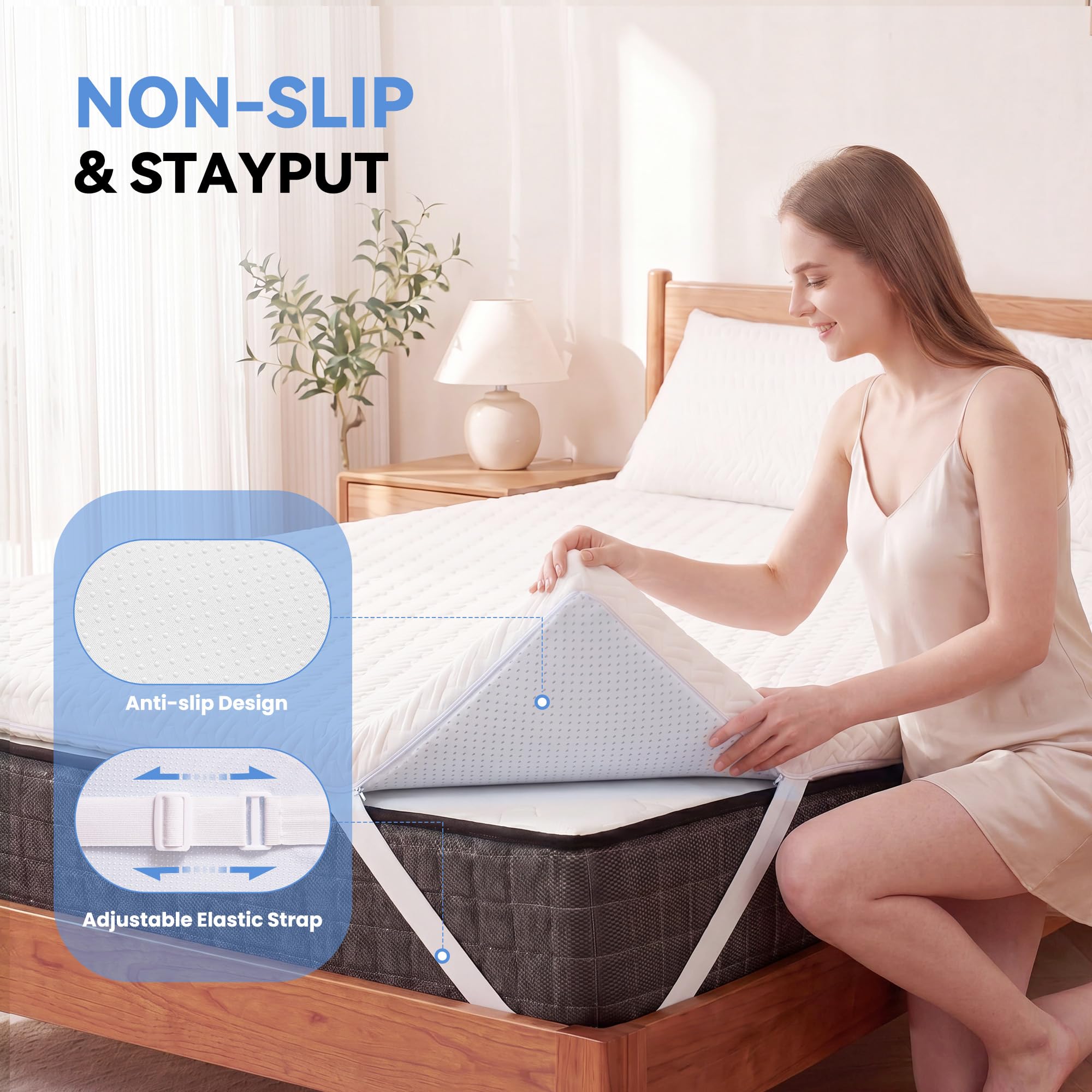 DOPEDIO 7,5cm Gel Memory Foam Matratzen Topper Weiche Matratzenauflage mit Öko-TEX® 100 Zertifizierung, Waschbarer Bezug für Boxspringbett und Schlafsofa (160x200cm, Weiß)