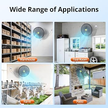 VAGKRI Wall Fan, 20 Inch High Velocity Metal Oscillating Wall Fan, 3 Speeds, 5300CFM Industrial Wall mounted Fan for Home Office Patio Garage Factory Greenhouse Warehouse Farm