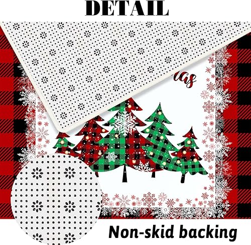 Miniatura 5 de MEHOFOND Juego de 4 cortinas de ducha de Navidad, juego de cortina de ducha de Navidad con diseño de búfalo rojo, juego de baño con cortina de ducha