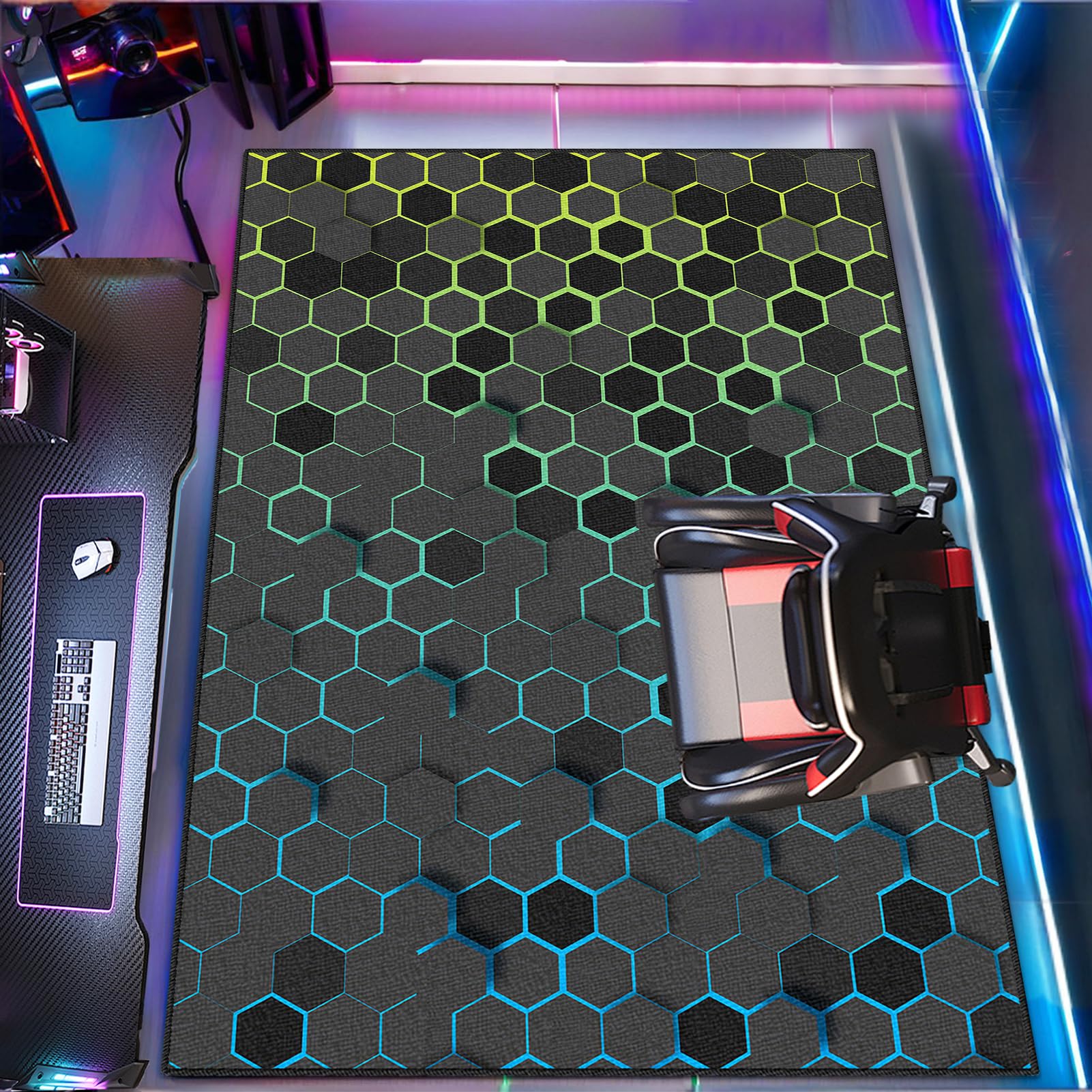 Tapis sol gaming antidérapant 200x250 cm grand format salon