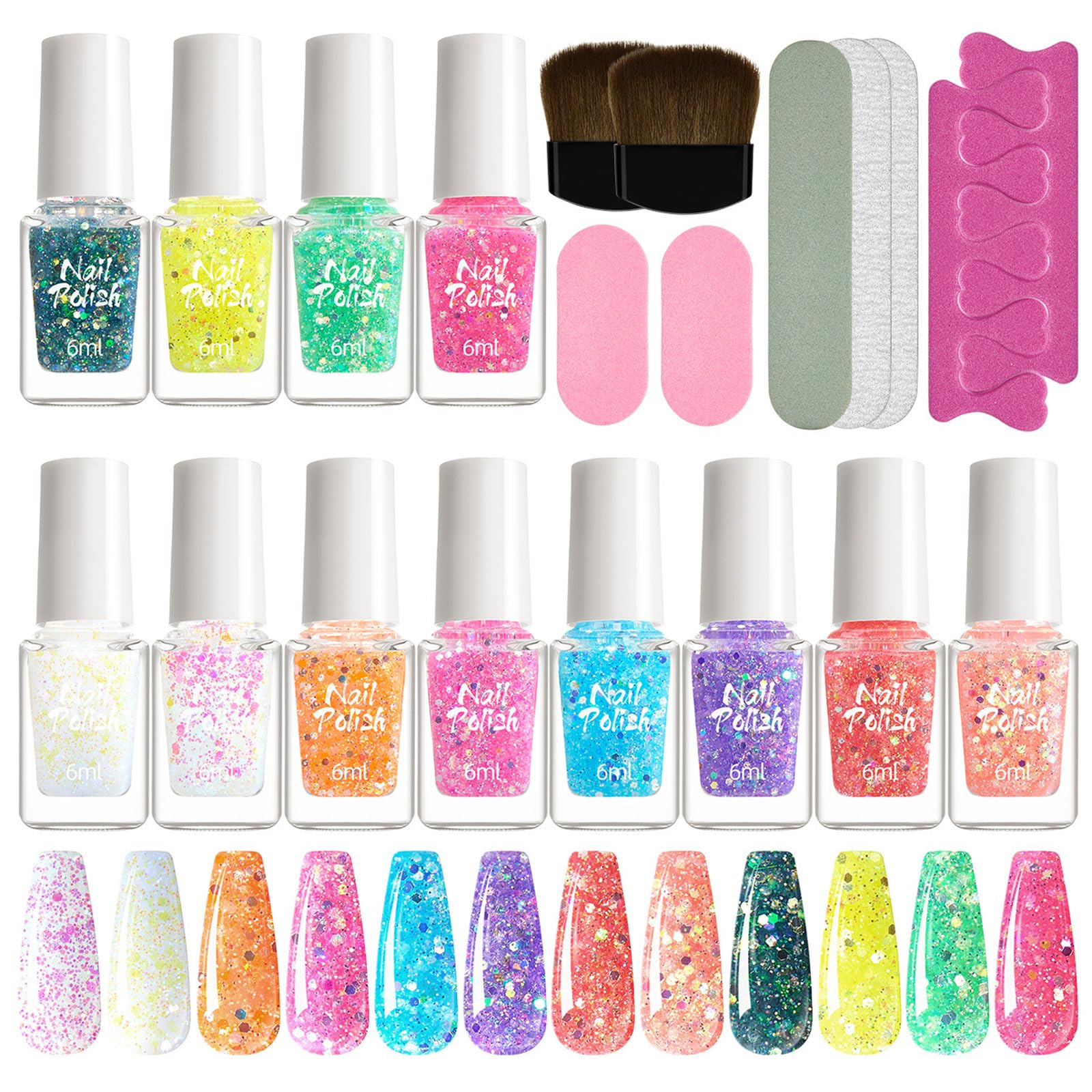 Ensemble Professionnel De Vernis À Ongles En Gel 12 Couleurs Avec Brosse Lime Bandes Plissage Dessins Salon D'art Ensemble Manucure Noël