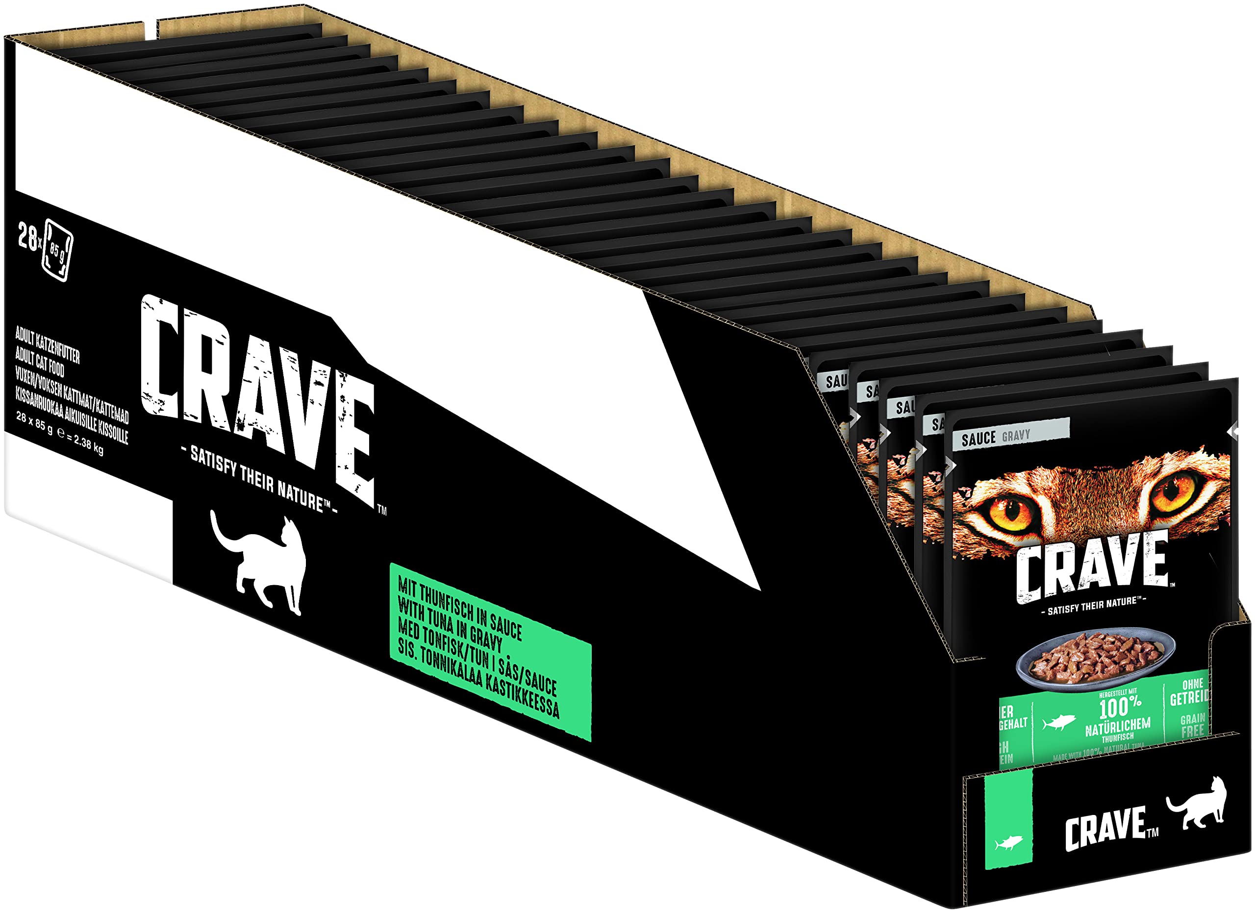 CRAVE Katze Portionsbeutel Sauce mit Thunfisch 28 x 85g