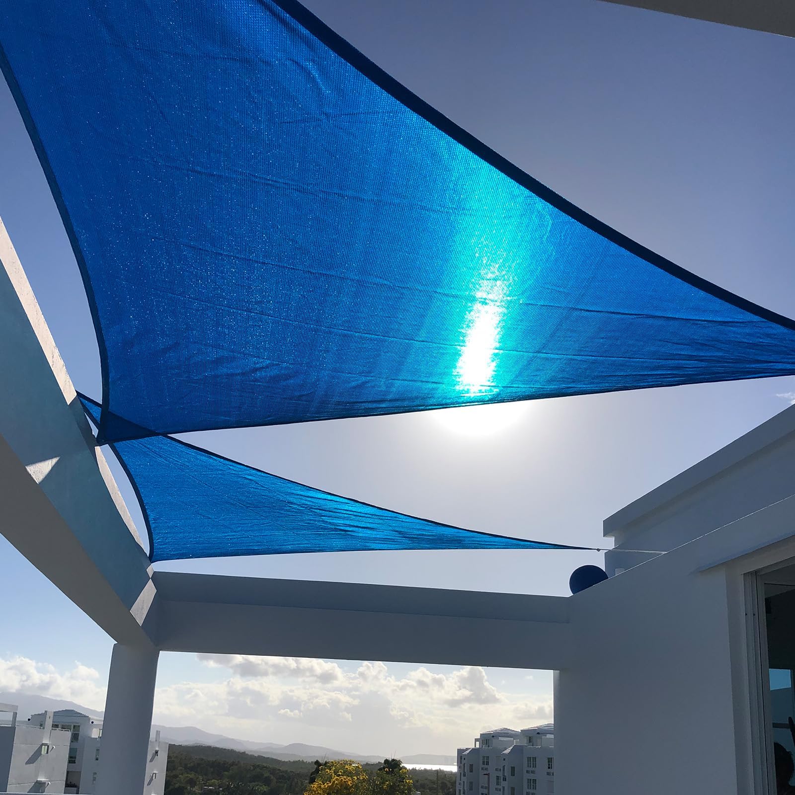 Sun Shade Sail 10'x10'x10' Triangle Blue UV Block Sunshade for Backyard Yard Deck Patio Garden Outdoor Activities and Facility(We Make Custom Size)