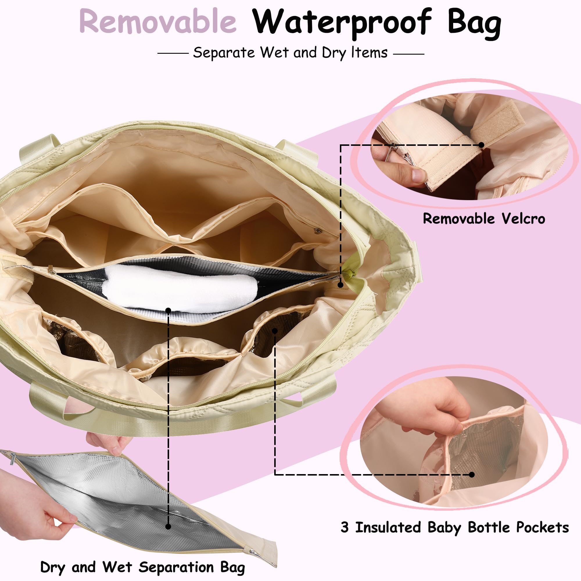 FCQQYWZ Bolso bandolera grande para pañales con cambiador, bolsa de almacenamiento para mamá