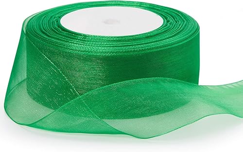 Outus Cinta de organza transparente brillante para envolver regalos, cinta de gasa transparente, cinta de tul de malla (negro, 1.5 pulgadas)
