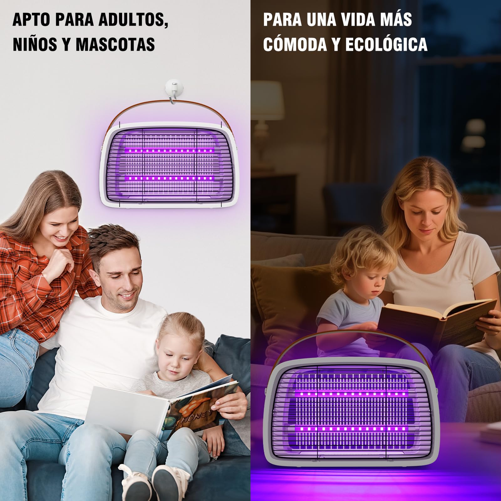 seenlast Lámpara Antimosquitos, 3800V Mata Mosquitos electrico con lamaparas UV Trampa matamoscas electrico, Repelente Anti Mosquitos Interior para el Hogar, Cocina, Jardín, Oficina