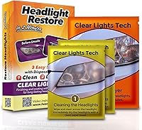 Clear Lights Tech Headlight Restoration Kit - 3-Wipe Cleaner Restores Clarity, Removes Oxidation & Yellowing, UV Seal for Safe Night Driving