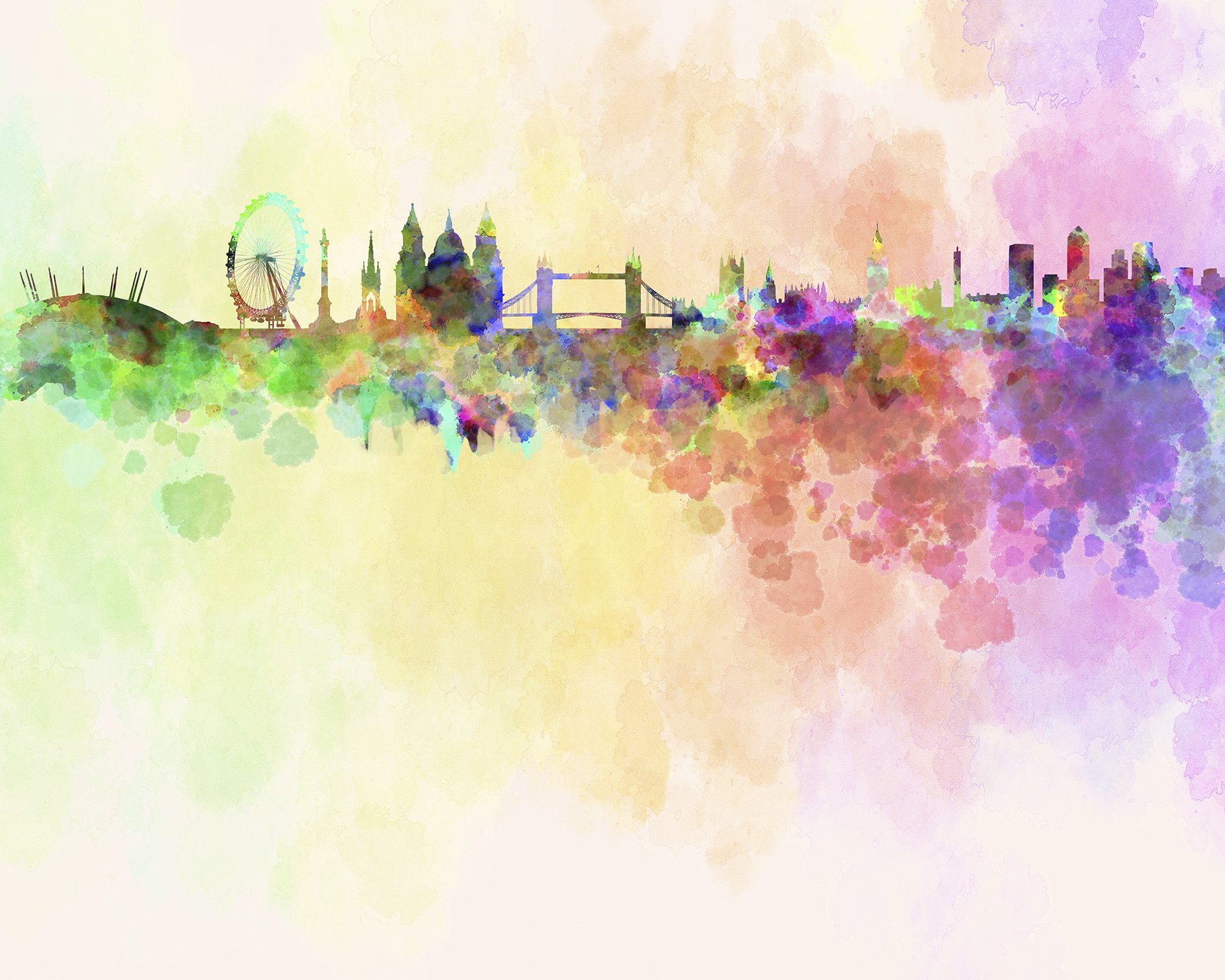 London Skyline Wall Mural, Pastel, 238L x 72W cm