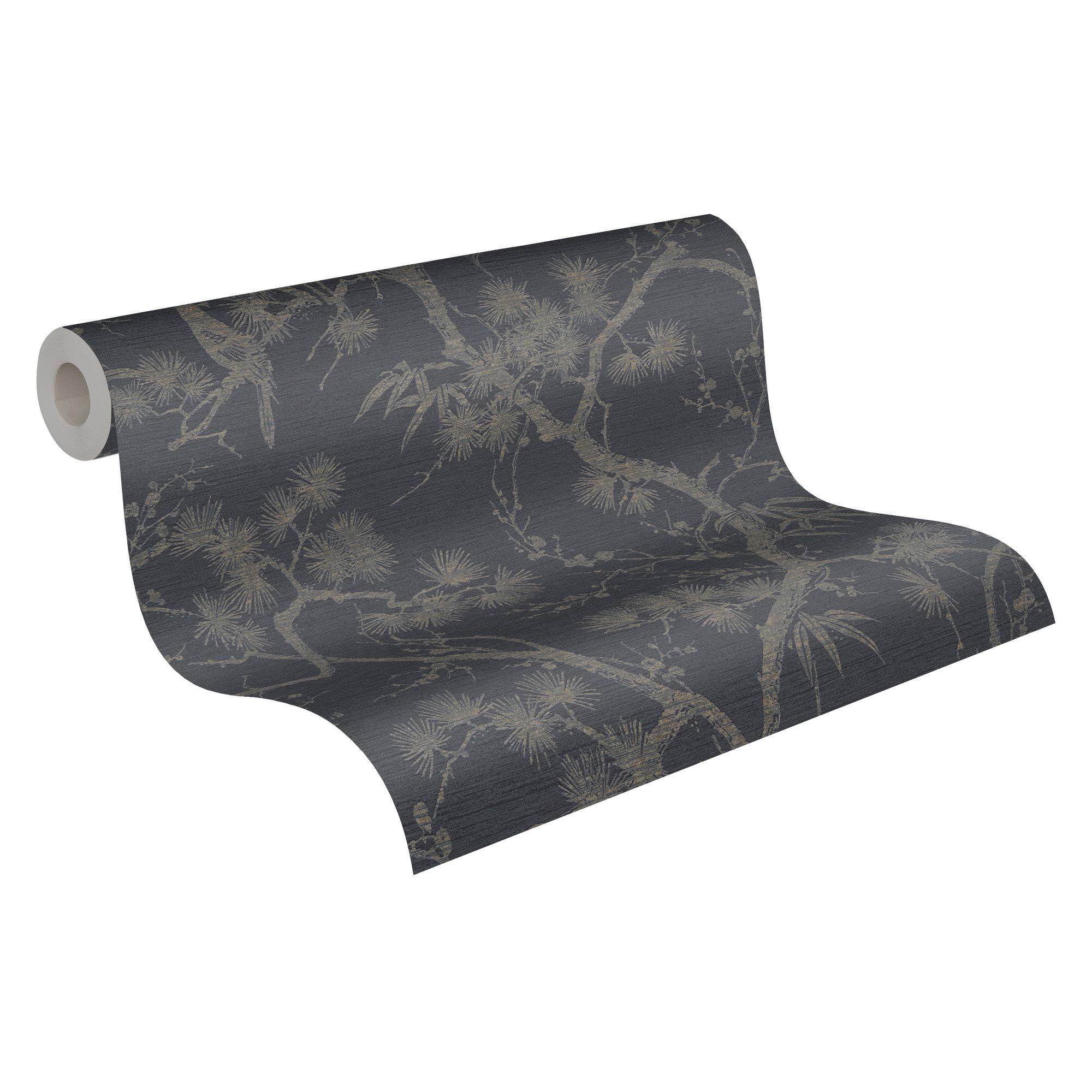 Livingwalls Floral Wallpaper Metropolitan Stories 2 A.S. Création Non-Woven 10.05 m x 0.53 m Grey Metallic Black Made in Germany 378672 37867-2