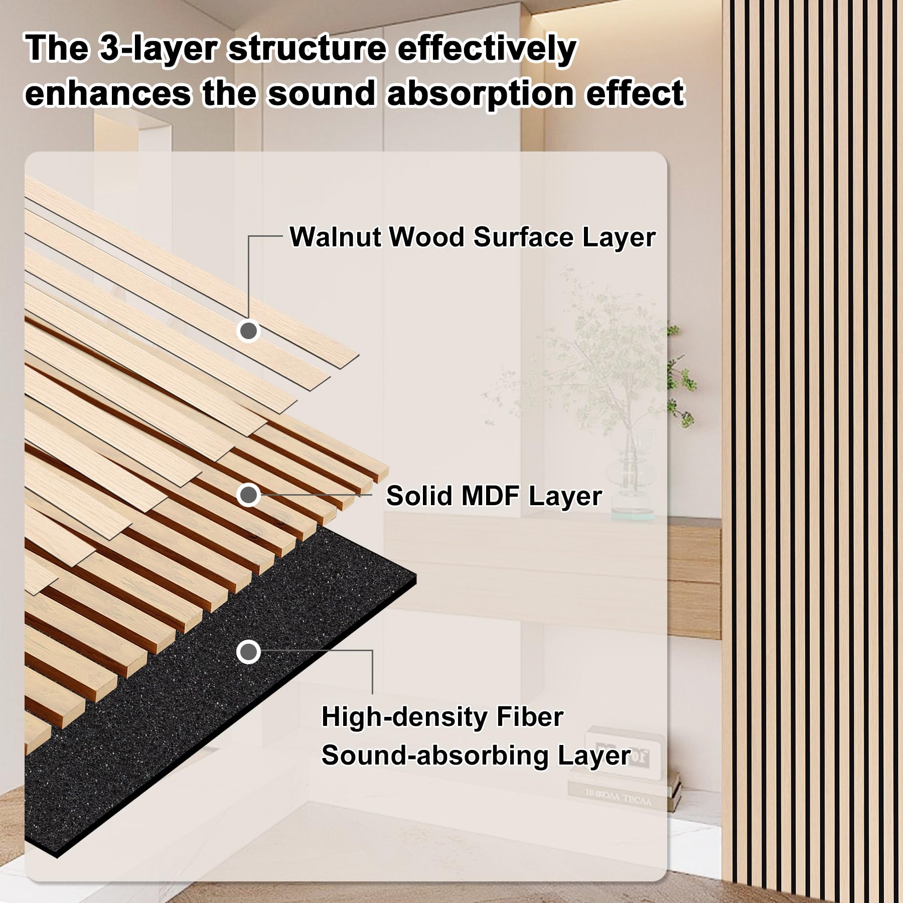 Snapklik.com : Gaahing 4 Pack Wood Finish Accent Wall Panels, 3D Slat ...