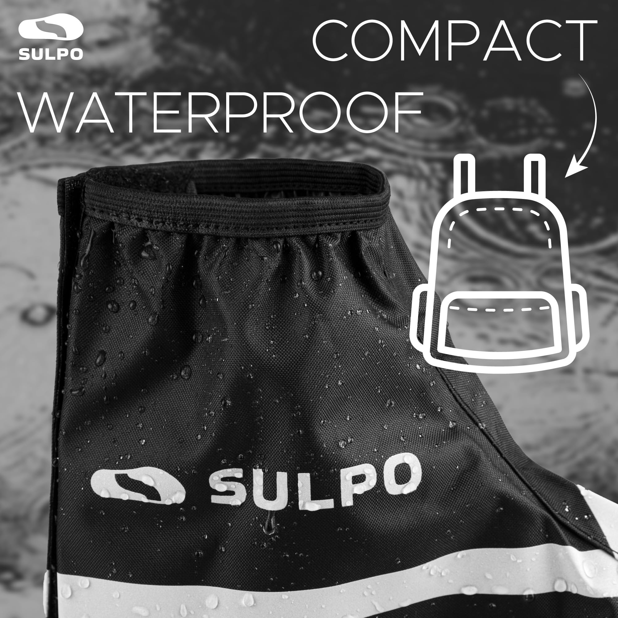 SULPO Copriscarpe impermeabile, parapioggia, copriscarpe per bicicletta e moto, chiusura lampo, riutilizzabile, taglie 35-47