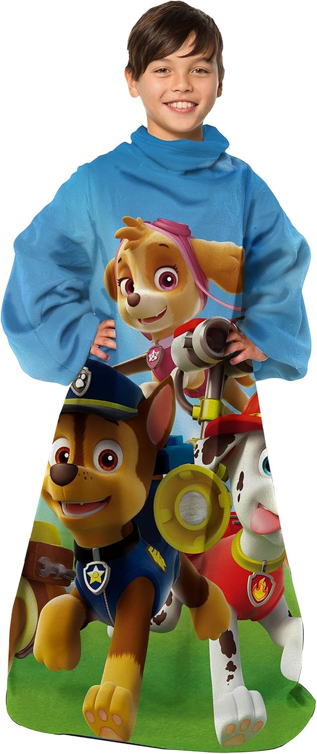 Northwest Nickelodeon's Paw Patrol, 'Race to The Rescue' Youth Comfy Throw Blanket with Sleeves, 48" x 48", Multi Color