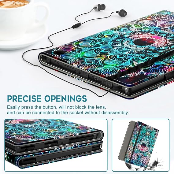 COOWPS Case for All-New Amazon Fire HD 10 Tablet (13th/11th Generation, 2023/2021 Release) 10.1 - Slim Folding Stand Cover with Auto Wake/Sleep, Hand Strap & Stylus Pen Holder, Mandala Galaxy