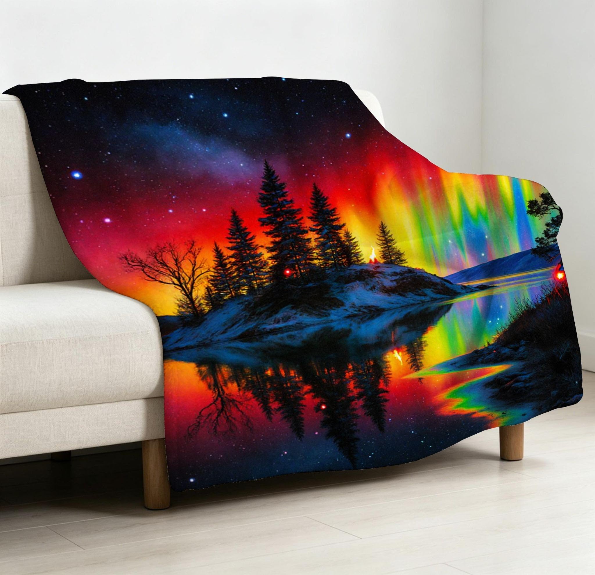 Manta Franela Sherpa 3D Aurora Colorida 240x260 para Cama 180-A224