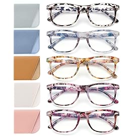 JOLISU Reading Glasses For Women - 5 Pack Stylish Readers For Womens Men Spring Hinge Eyeglasses -Blue Light Blocking Protection Frame (1.75)