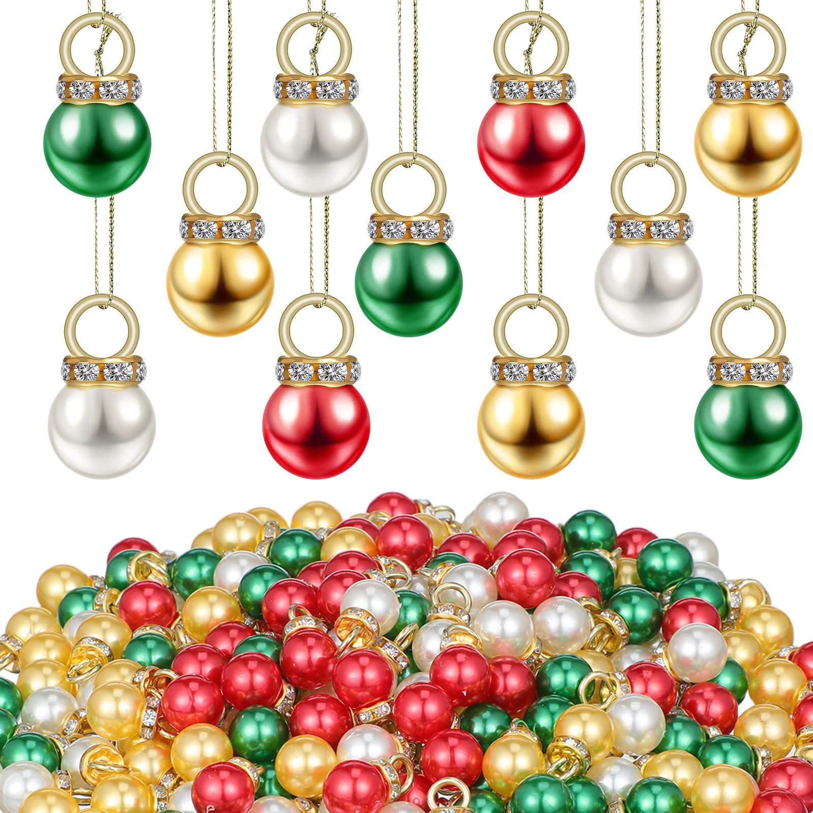 iplusmile 200 Unidades Bolas de Árbol de Navidad Diseño Festivo y Textura Refinada, Adornos Colgantes de Perla Simulada Fáciles de Colgar y Portátiles para Embellecimiento en Casa