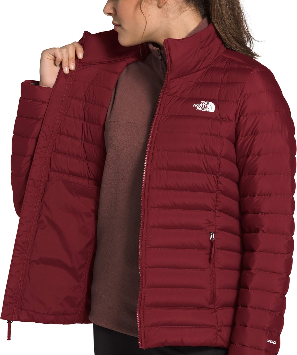 THE NORTH FACE Women's Stretch Down Jacket, Pomegranate, S