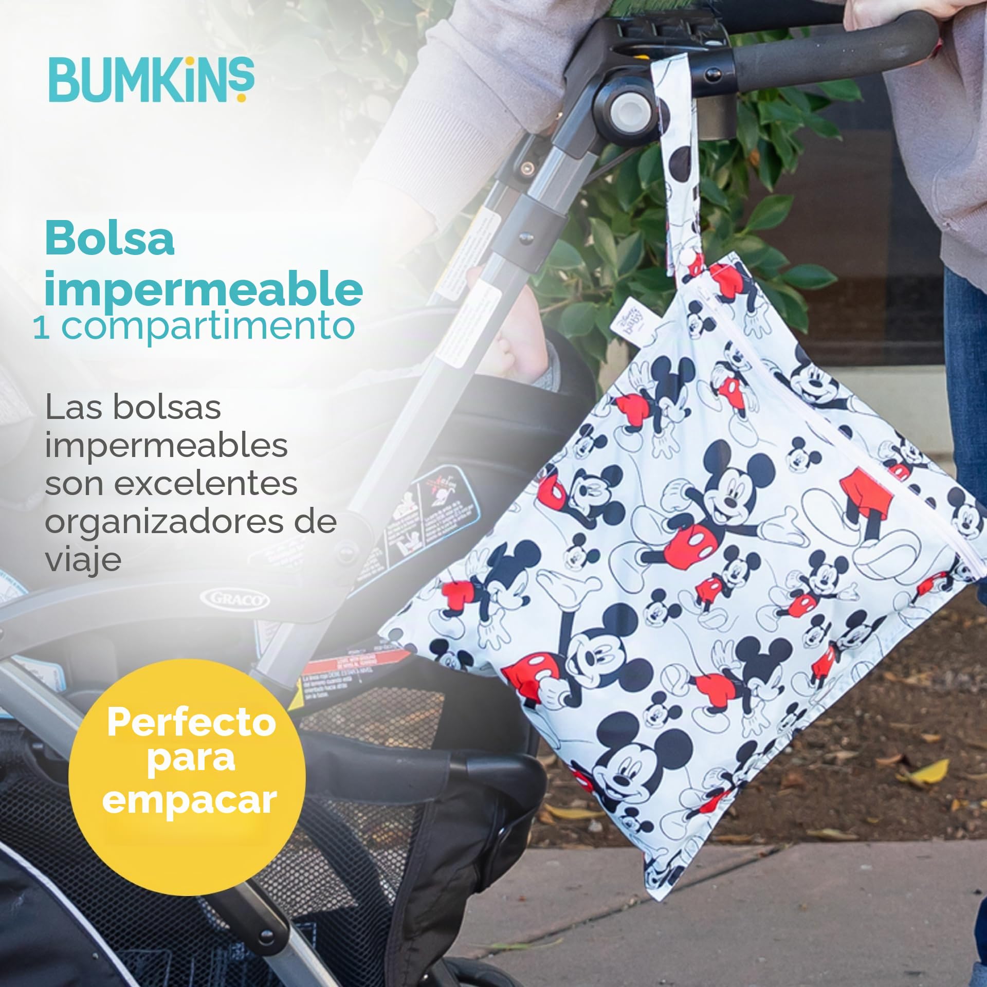 Bumkins Disney Baby Wet Bolsa azul Mickey Mouse Classic Talla:5 Inches