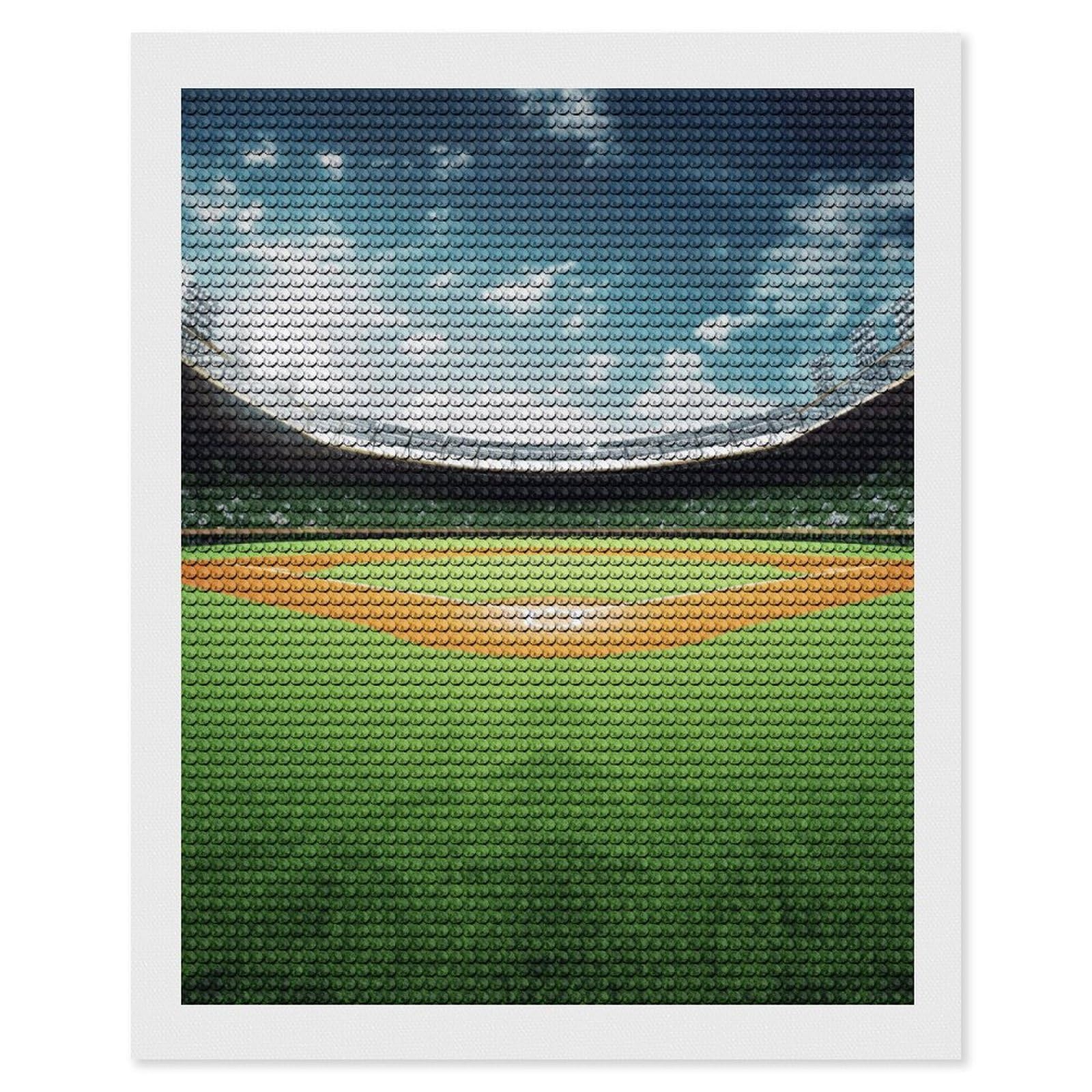 JTREHY Green Baseball Field Backdrop Diamond Art Kits Personalized DIY Round Diamond Painting Kits for Beginner Full Drill Diamonds Dots Paintings for Adults Gem Art Crafts Home Decor