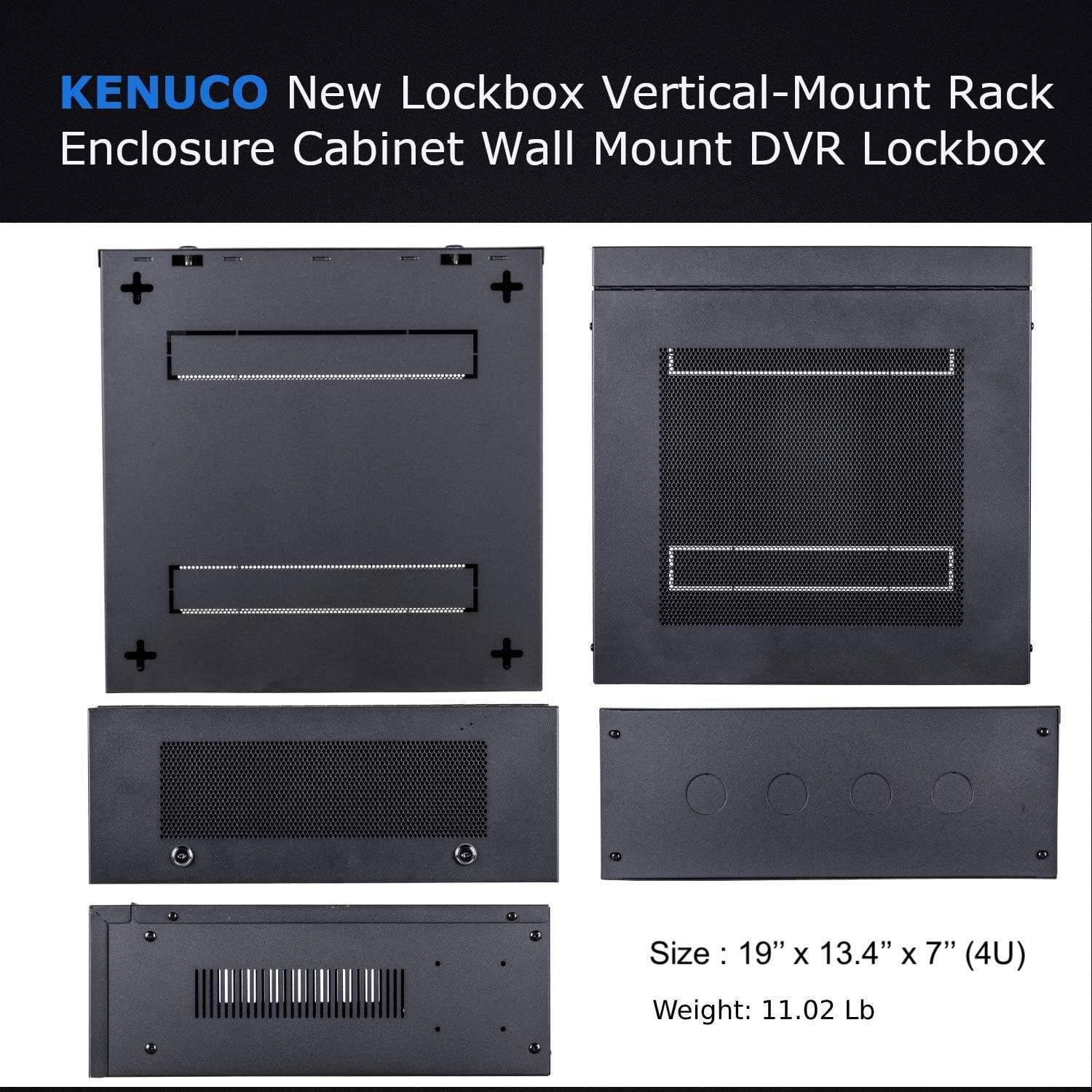 Rеvіеw Prоduсt Kenuco 4U Heavy Duty 16 Gauge Steel DVR Security Lockbox with Swing Open Top (19'' x 13.4'' x 7'' 4U)
