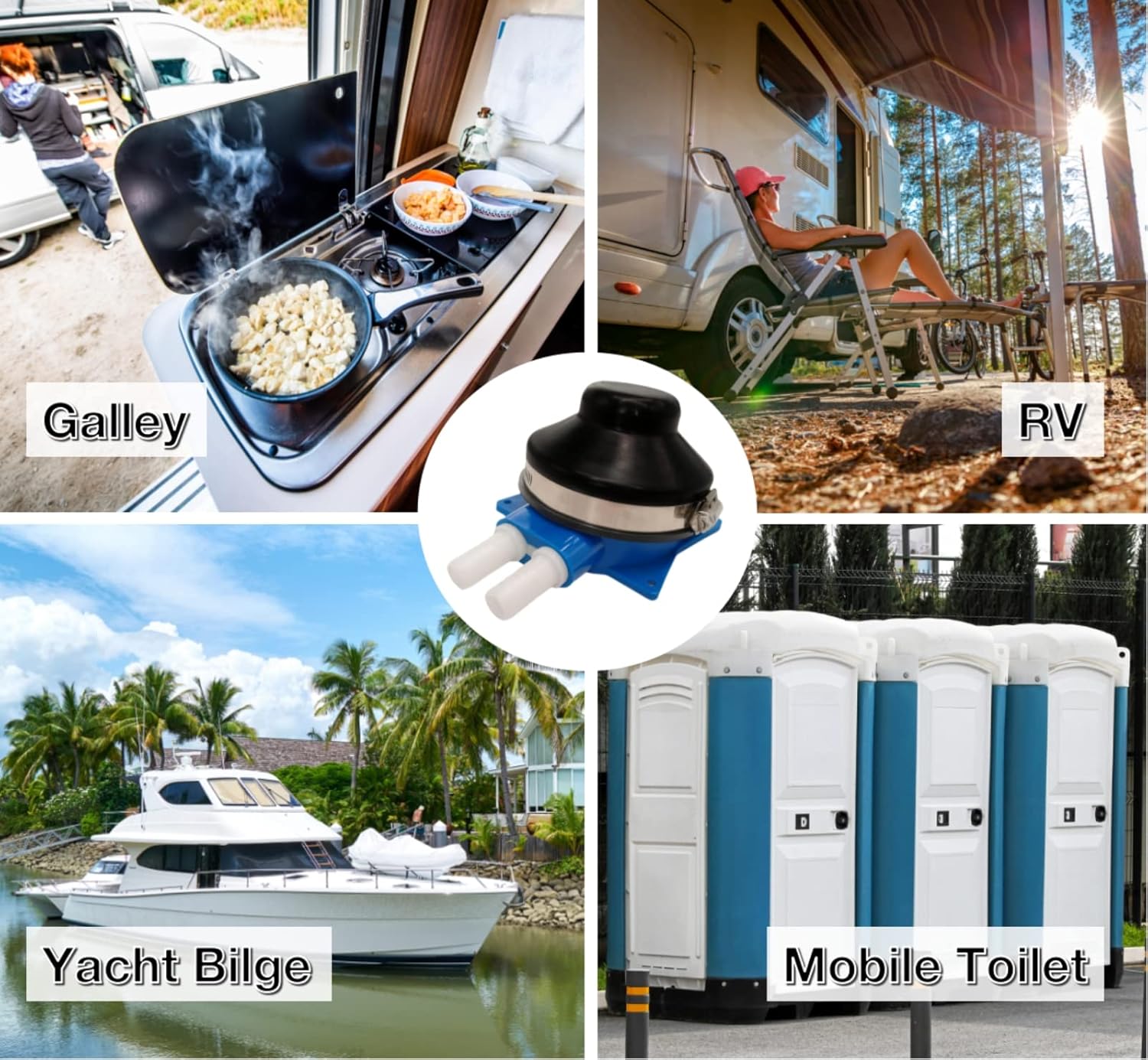 1/2 Inch Hose Manual Self-Priming Water Foot Pump for Sink - Galley Pump - Outdoor Van Washing - Wash Basin RV Toilet Yacht Bilge