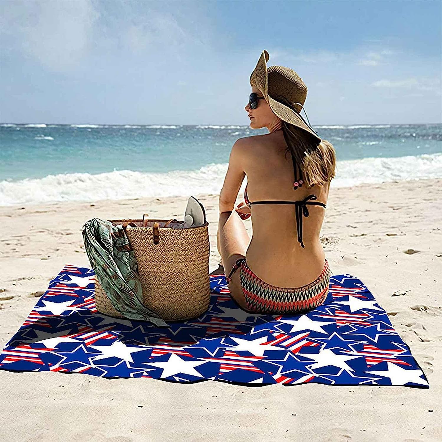 Asciugamano Da Spiaggia Telo Mare In Microfibra Grande,Telo Mare，Perfetto Per Lo Sport, Viaggi, Campeggio, Palestra, Piscina.Telo Mare Grande Stella Blu Creativa 200 X 200 Cm -9S8A/I0G