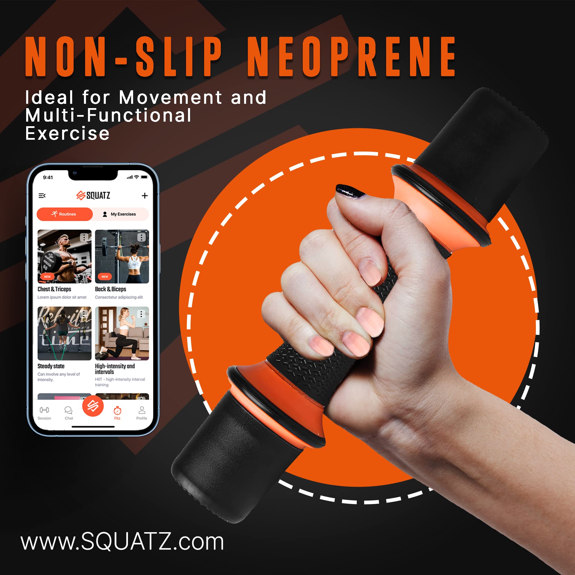 SQUATZ Juego de pesas de 6.6 libras. Mancuernas versátiles todo en uno para mujer, neopreno antideslizante, ideal para movimientos comunes y ejercicio multifuncional, entrenamiento de gimnasio en casa