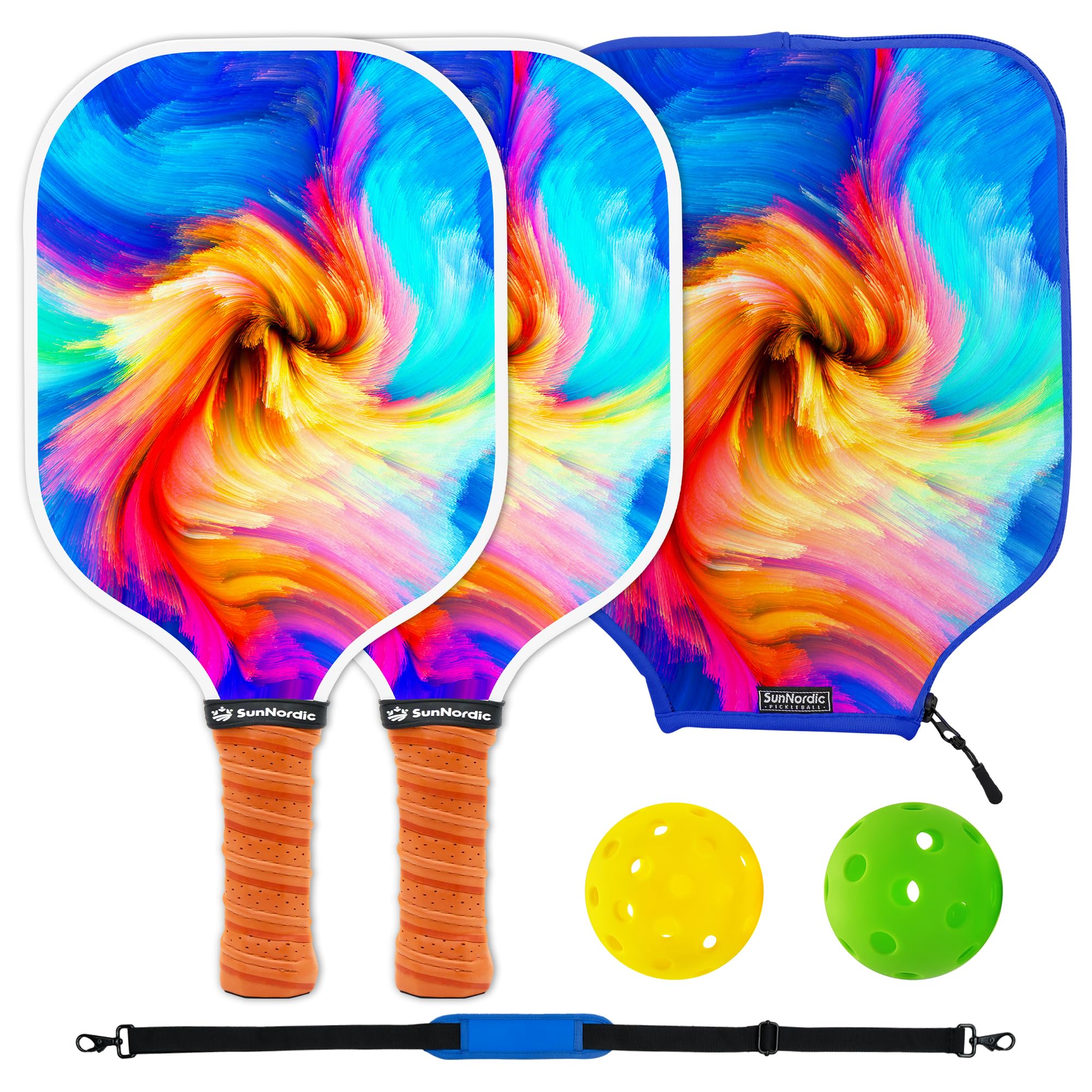 SunNordicPickleball Paddles of 2, USAPA Approved Carbon Fibre Surface Pickleball Set with Pickleball Rackets & Pickleball Cover, Pickle Ball Paddle Set for All Levels